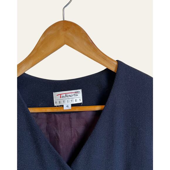 Vintage Talbots Navy Button-Front Sleeveless Dress – Size 4 - Picture 3 of 5